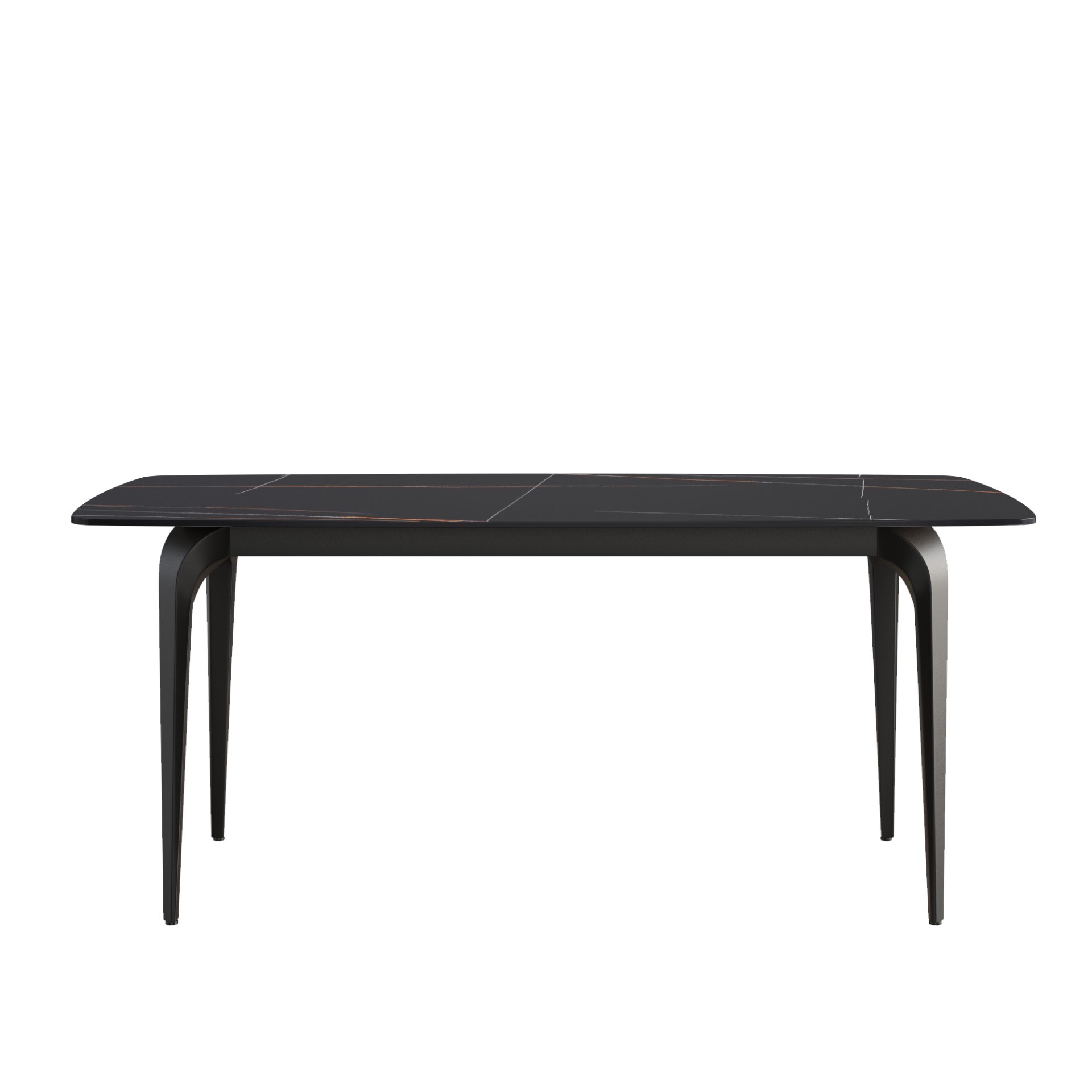 70.87" Modern Artificial Stone Curved Metal Leg Dining Table, Can Accommodate 6-8 People - Black - Image 6