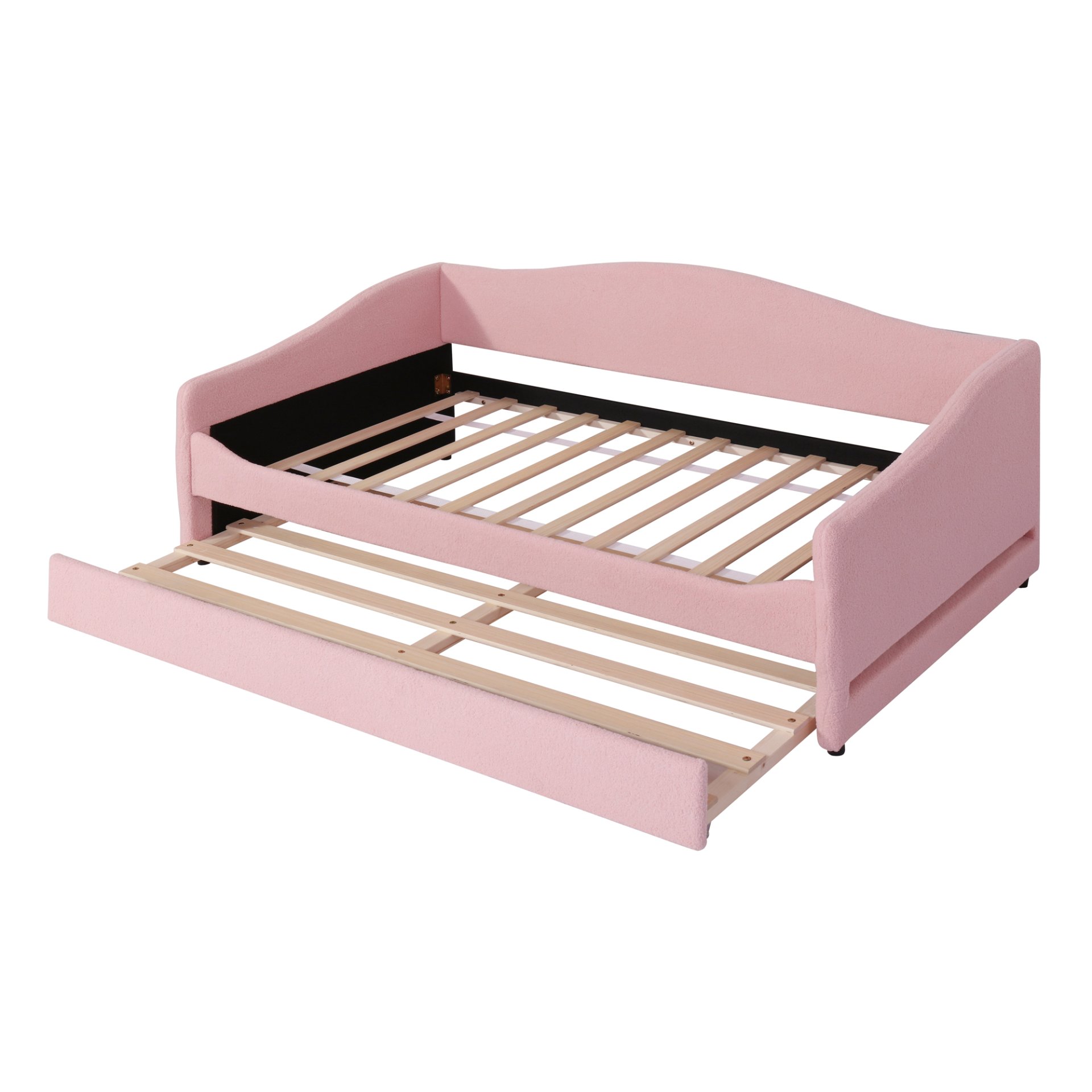 Twin Size Upholstered Daybed With Light And Trundle - Pink - Image 5