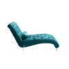 Velvet Chaise Lounge Indoor, Button Tufted Upholstered Chaise Lounge Chair With Pillow - Teal - Image 12