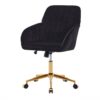 Adjustable Office Chair, Ergonomic Swivel Chair Velvet, Comfortable For Long Sitting - Black - Image 2
