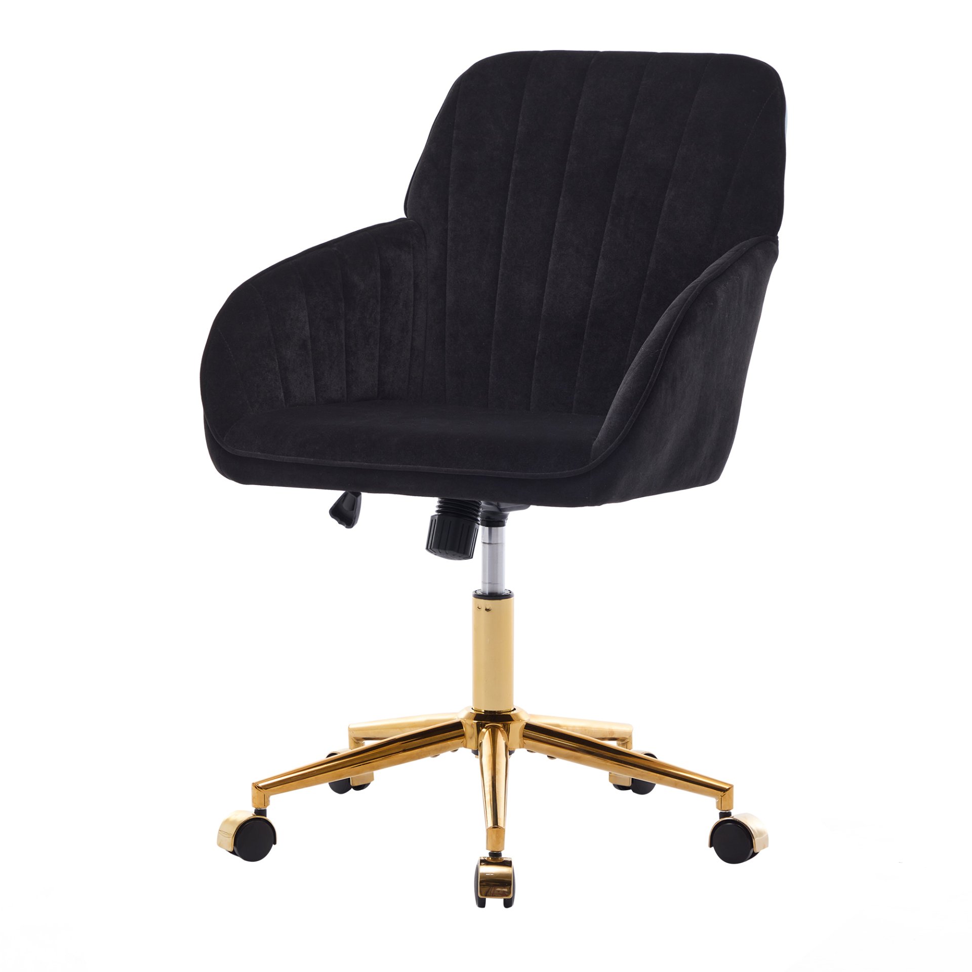 Adjustable Office Chair, Ergonomic Swivel Chair Velvet, Comfortable For Long Sitting - Black - Image 2