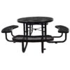 Round Outdoor Steel Picnic Table, With Umbrella Pole - Black - Image 4
