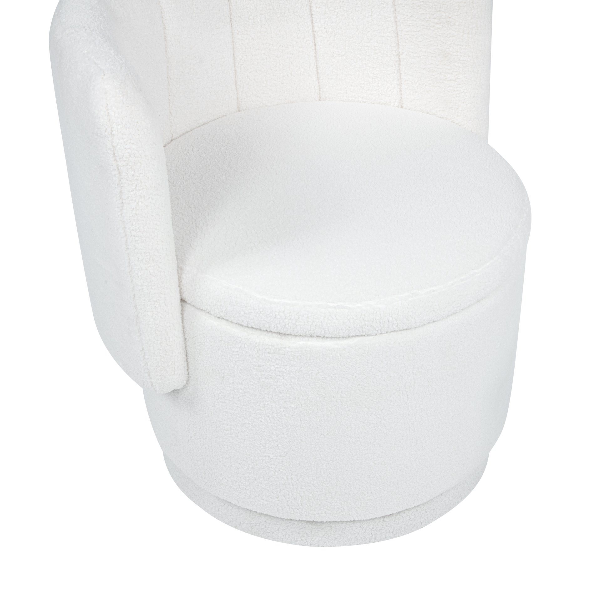 Modern 360 Degree Swivel Back Sofa Chair With Storage Space Boucle, Perfect For Bedroom And Living Room - Beige - Image 14