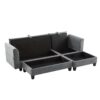 Modern L Shaped Sectional Sofa With Storage, Movable Ottoman, And Throw Pillows - Gray - Image 20