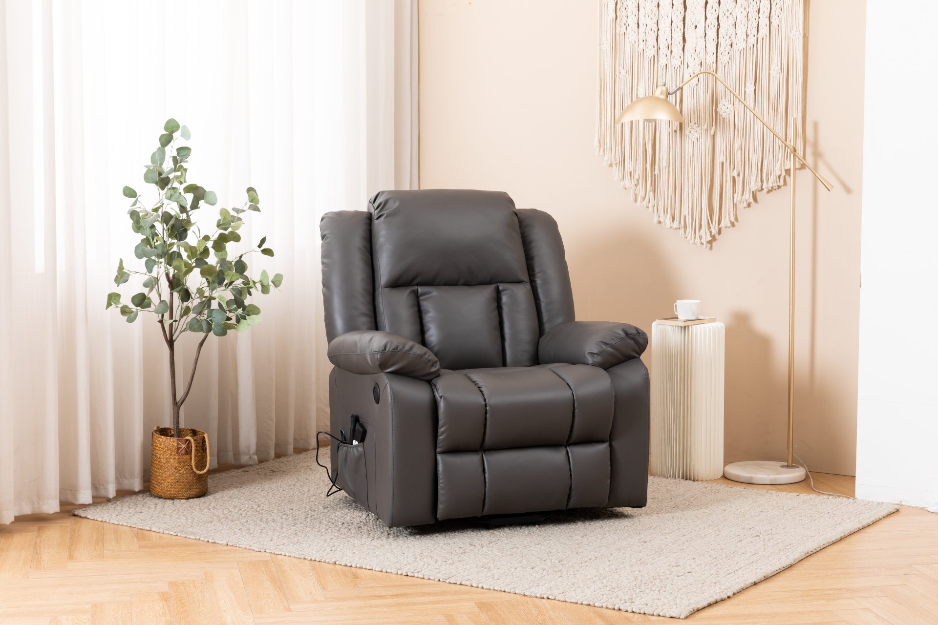 Electric Power Massage Recliner Chair - Dark Gray - Image 19