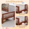 Twin Size Bed With Headboard Storage Rack, 2 Under Bed Drawers, 3 - Side Guardrails For Safety And Security - Walnut - Image 8