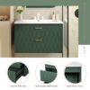 Wall Mounted Bathroom Vanity With Resin Sink, Floating Bathroom Storage Cabinet With 2 Drawers, Bathroom Cabinet - Green - Image 6