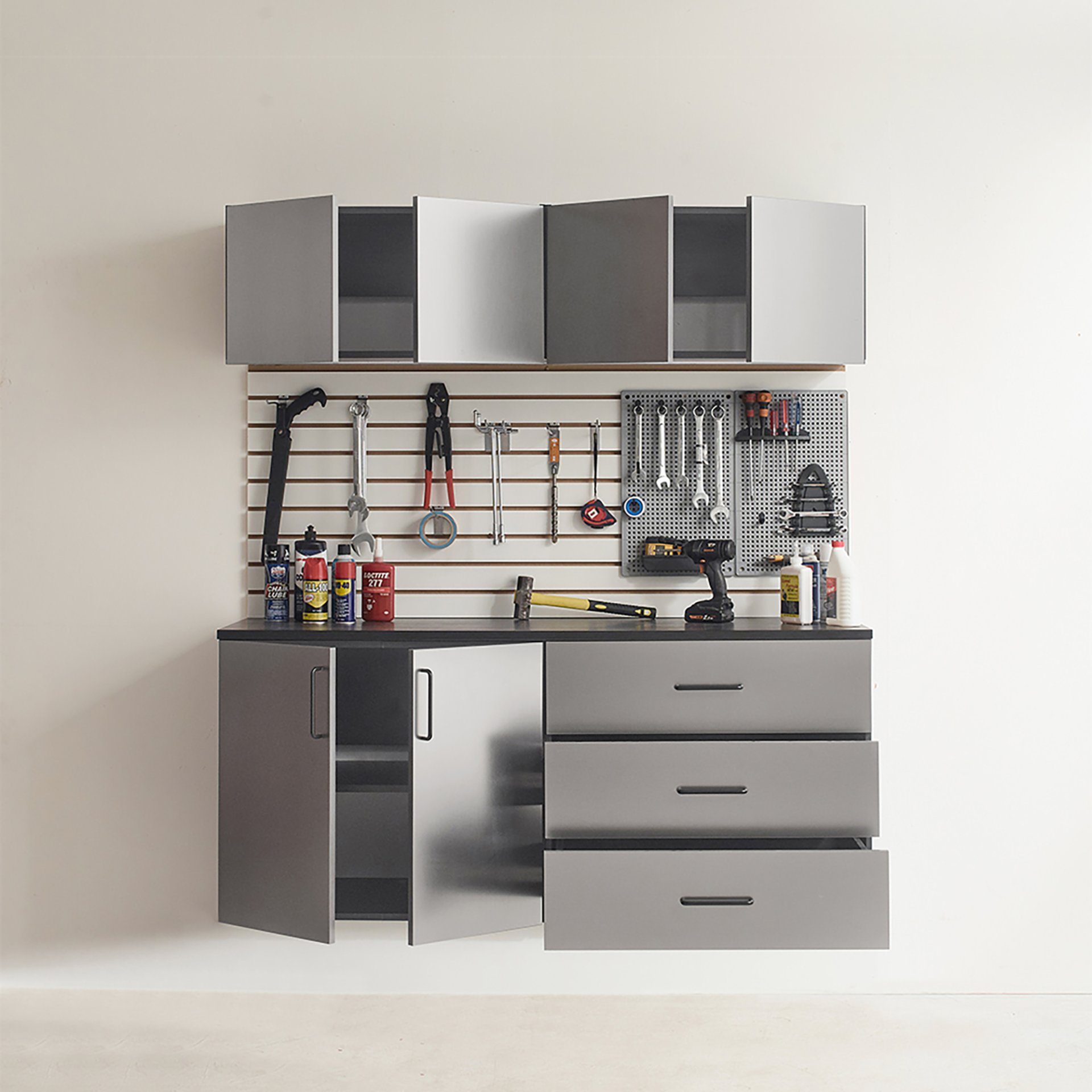 Astro Series - Garage Cabinet Set C With Soft Closing Drawers - Metallic Gray - Image 2