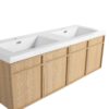 Original 60" Wall Mounted Bathroom Vanity With Double Resin Sink And Soft Closing Doors Plywood - Oak - Image 10