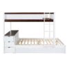 Full Over Full Bunk Bed With Twin Size Trundle, Storage And Desk - White / Walnut - Image 7