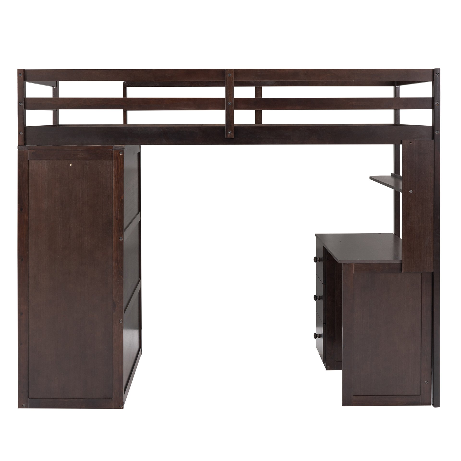 Twin Size Loft Bed With Drawers, Desk, And Wardrobe - Espresso - Image 18