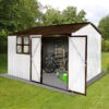 10'x8' Garden Sheds Outdoor Storage Sheds With Window - White / Coffee - Image 2