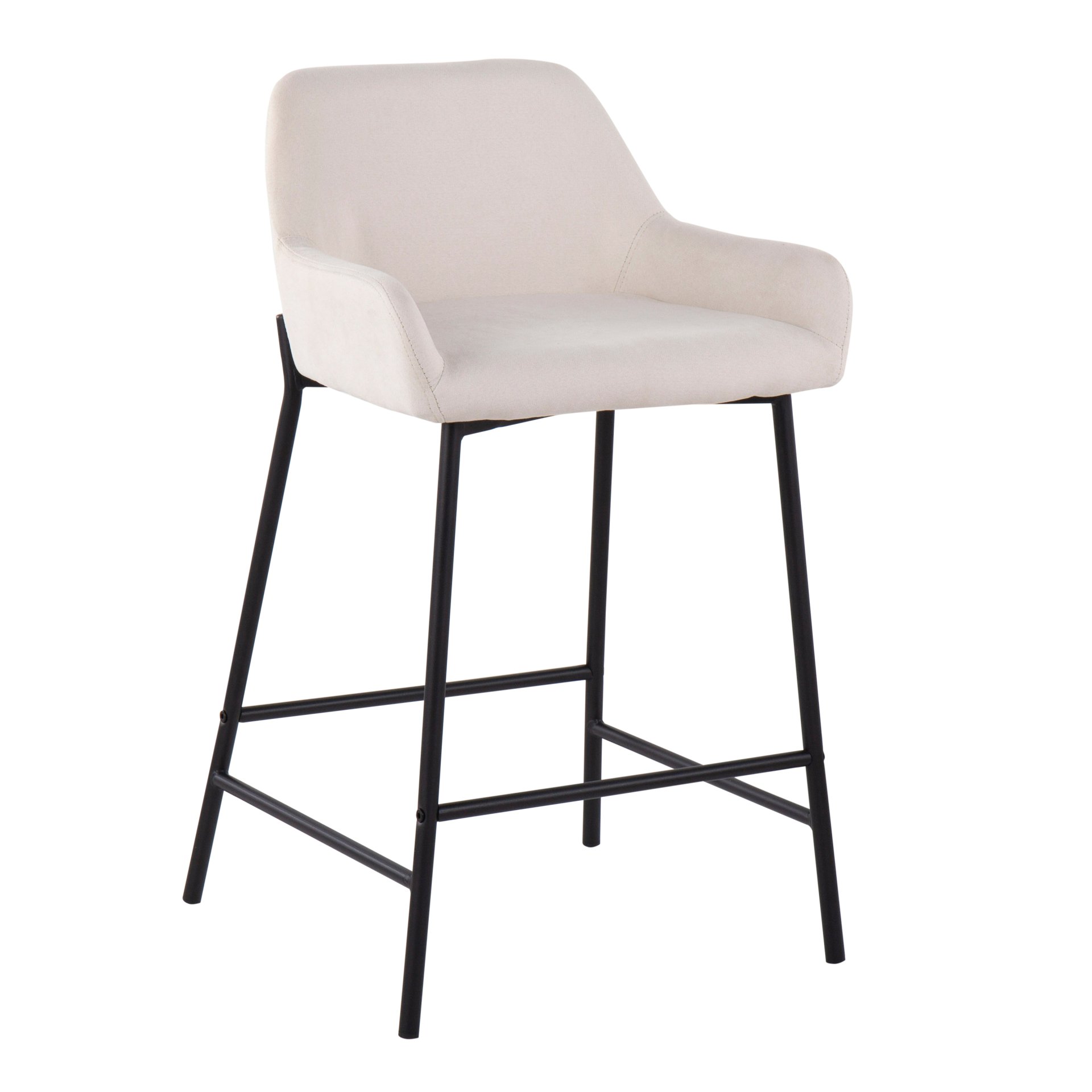Daniella - Industrial Fixed Height Counter Stool (Set of 2) - Black / Cream - Image 2