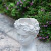 Greek Style Cement Head Planter Indoor Outdoor Home, Garden Decor - Gray - Image 9