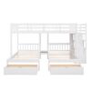 Full Over Twin & Twin Classic Triple Bunk Bed With Drawers And Guardrails - White - Image 11