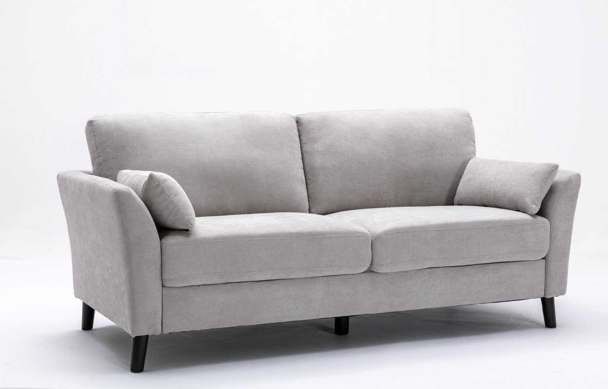 Damian - Woven Living Room Fabric Sofa, Loveseat (Set of 2) - Light Gray - Image 3