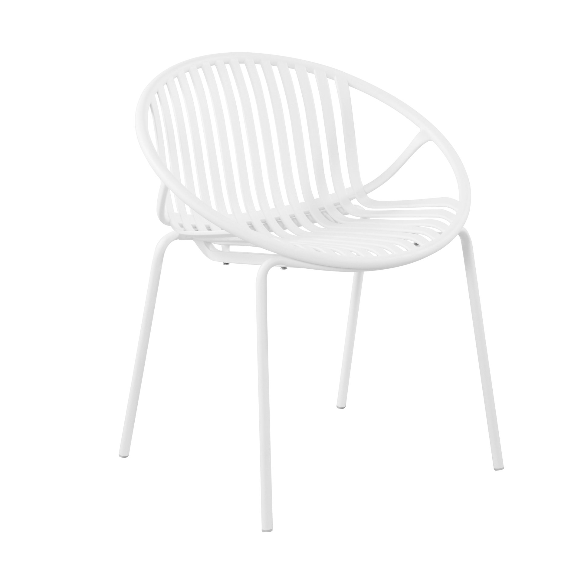 Modern Simple Art Style Patio Dining Chairs Stackable With Breathable Design, Metal Legs And Plastic Backrest (Set of 2) - White - Image 8