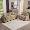 Modern Living Room Sofa 2 Piece Set With Single And 3 Seater Sofas Corduroy - Tan - Image 16