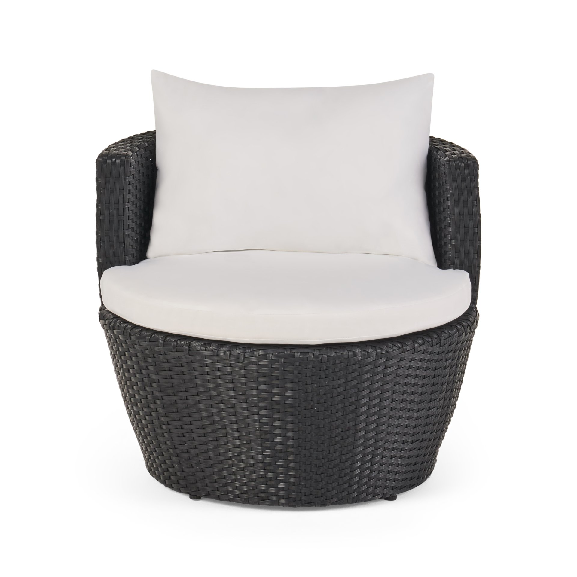 Kono - Outdoor 3 Pieces Chat Set With Cushions And Tempered Glass Tabletop - Black / Ivory - Image 9