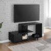 TV Stand, Console, Media Entertainment Center, Storage Drawer, Marble Look Contemporary & Modern - Black - Image 5