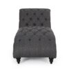 Chaise Lounge With Button Tufted Diamon Stitch - Charcoal - Image 7