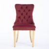 Nikki - Modern, High-End Tufted Solid Wood Contemporary Velvet Upholstered Dining Chair With Golden Stainless Steel Plating Legs, Nailhead Trim (Set of 2) - Burgundy - Image 3