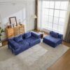 Convertible Floor Sofa Bed With Fixed Shape Frame, Boneless Modular Sectional Sofa, For Living Room - Dark Blue - Image 15
