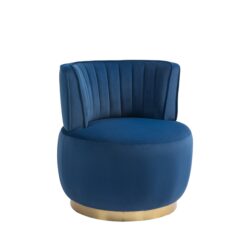 Coolmore - Swivel Barrel Chair, 360 Degree Swivel Accent Sofa Chair With Soft Velvet - Navy
