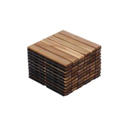 10 Piece Interlocking Deck Tiles Striped Pattern, Square Acacia Hardwood Outdoor Flooring For Patio, Bancony, Pool Side - Yellow