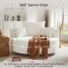 360 Degree Swivel Chair Accent Barrel Chair With Removable Pillows Chenille Fabric - Beige - Image 5