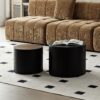 Modern Nesting Coffee Table Set With Walnut Veneer - 2 Pieces For Living Room - Black - Image 9