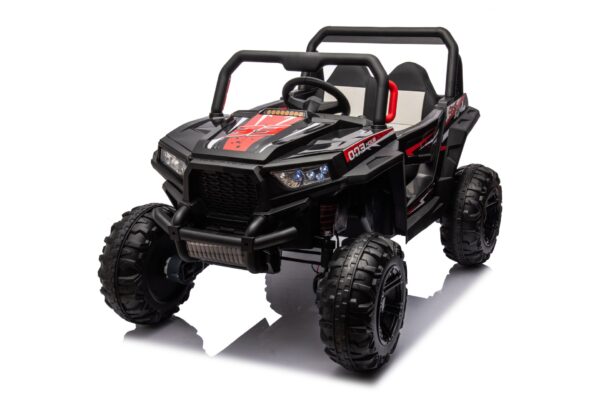 12V7A*1 30W*4 Four-Wheel Drive Leather Seat One Button Start, Forward And Backward, High And Low Speed, Music, Front Light, Power Display, Two Doors Can Open, 2.4G R / C, Seat Belt Four Wheel Absorber - Black