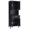 Freestanding Tall Bathroom Cabinet With Soft Close Doors And Adjustable Shelves - Black - Image 11