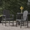 Outdoor Weather Resistant Acacia Wood Adirondack Dining Chairs Set (Set of 2) - Dark Gray - Image 2