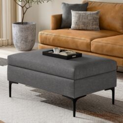 Rebecca - Rectangular Coffee Table Storage Ottoman With Lift Up Lid - Gray