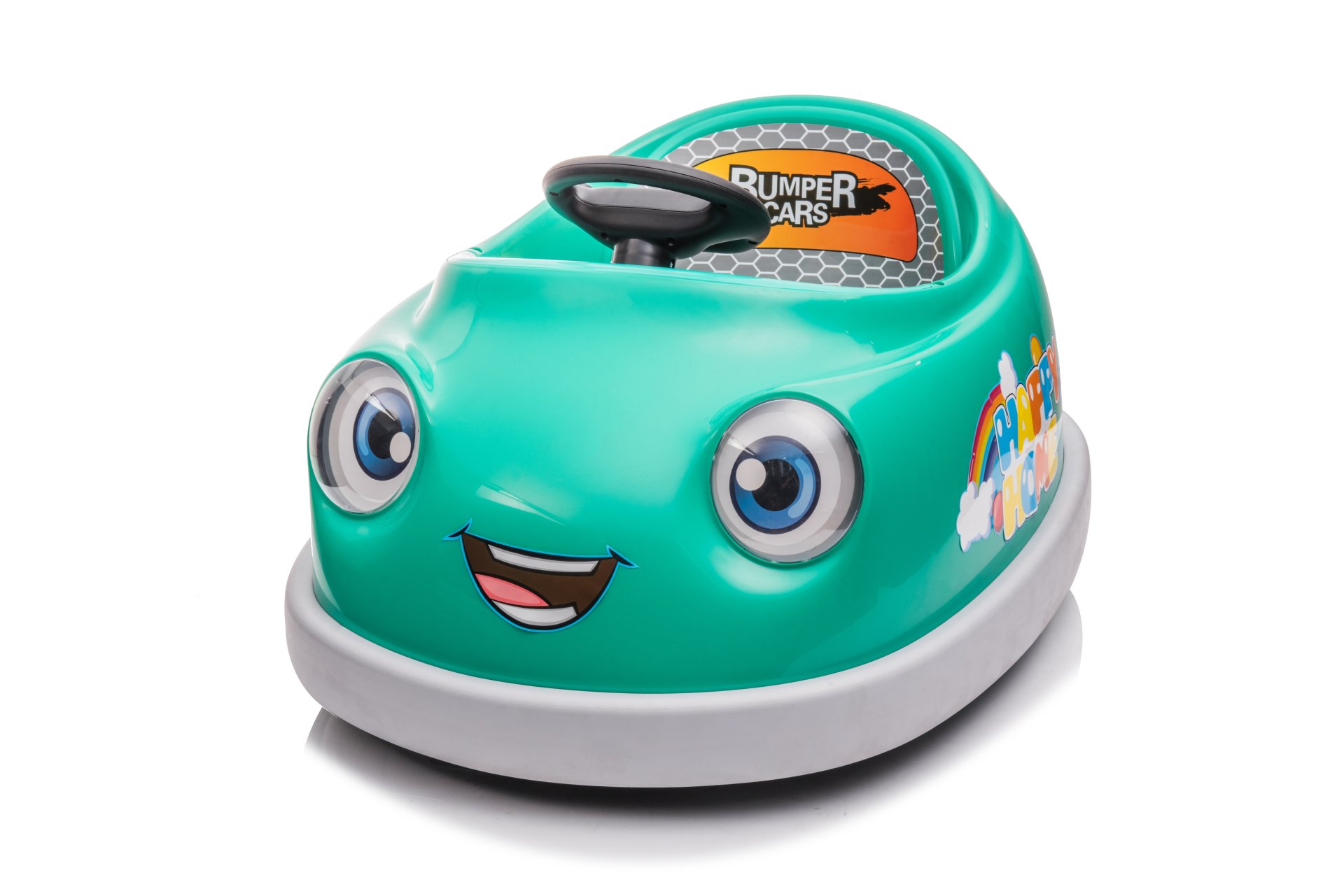 Bumper Car For Kids, 12V Dual Drive 1-6 Years Old Children's Electric Car With Pushrod Dinner Plate USB Bt Music Rocking Horse Mode Anti-Collision Bumper Ride On Car - Green - Image 6
