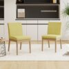 Contemporary Fabric Dining Chairs (Set of 2) - Green / Natural Oak - Image 2