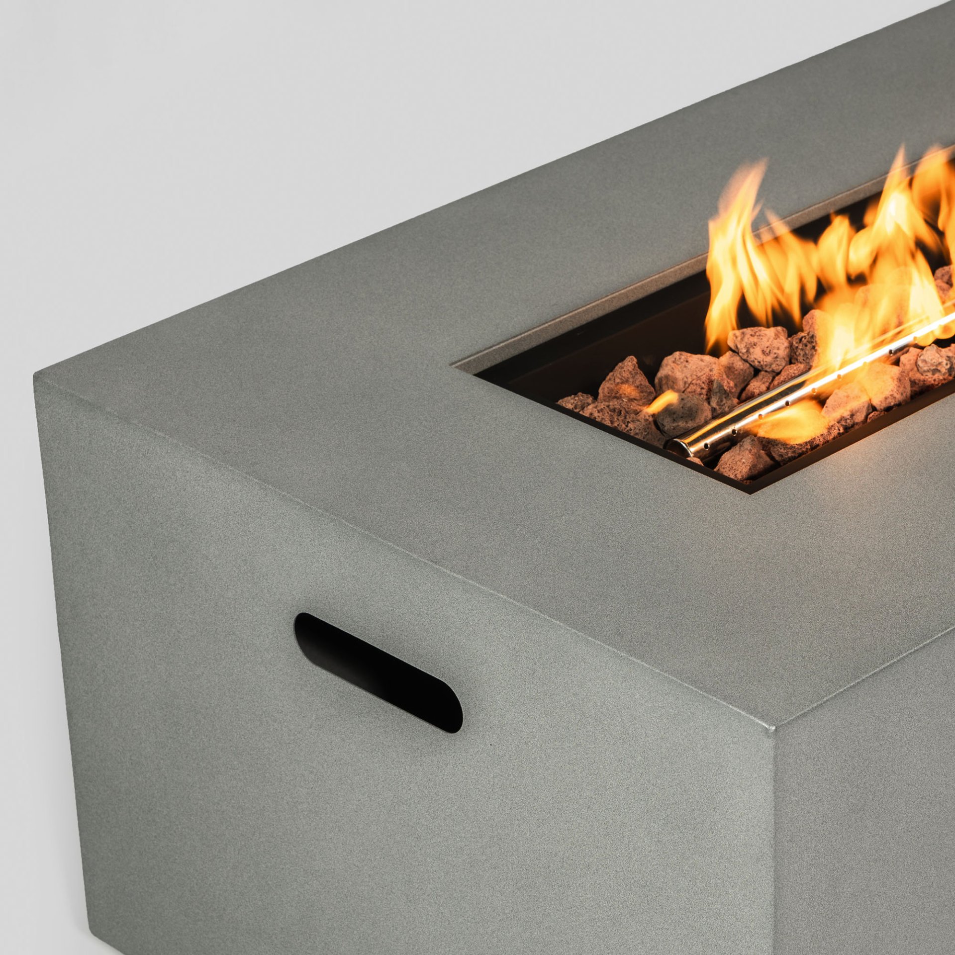 42" Propane Gas Fire Pit Table, 50000 Btu Rectangular Steel Fire Pit With Glass Wind Guard For Outside Patio Deck Garden Courtyard - Gray - Image 7