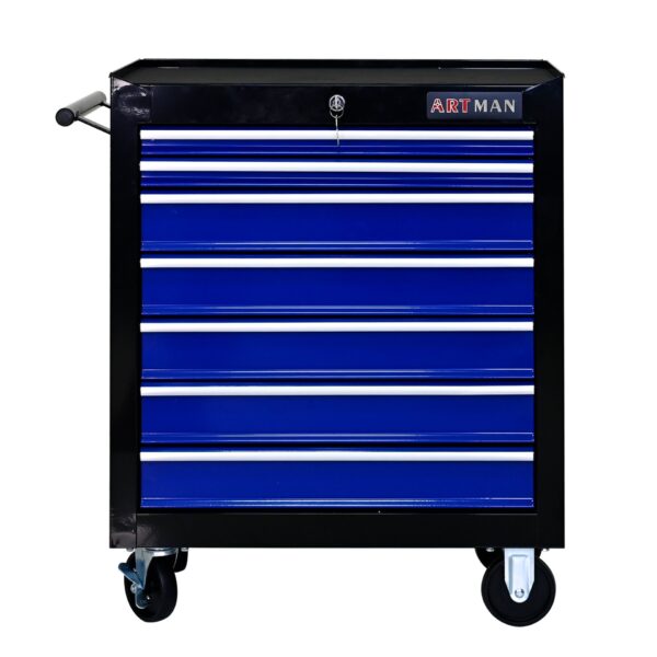 7 Drawers Multifunctional Tool Cart With Wheels - Black / Blue