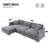 Modern Cloud Sectional Sofa L Shaped Luxury Couch Set With 2 Free Pillows 4 Seat With Oversized Chaise - Gray - Image 16