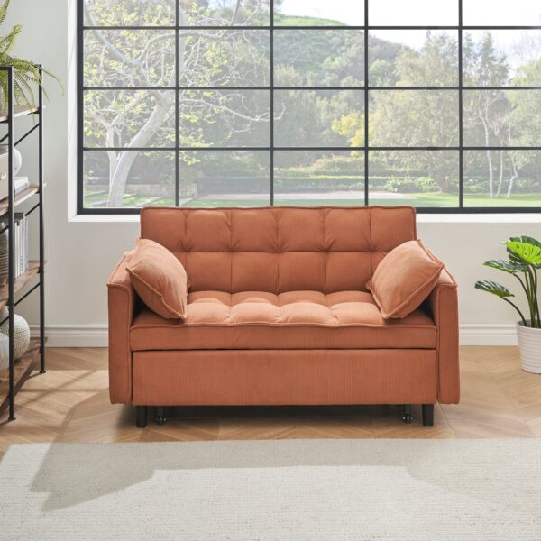 Folding Sofa Bed, Adjustable Back, Access Sofa, Recliner, Single Bed - Orange