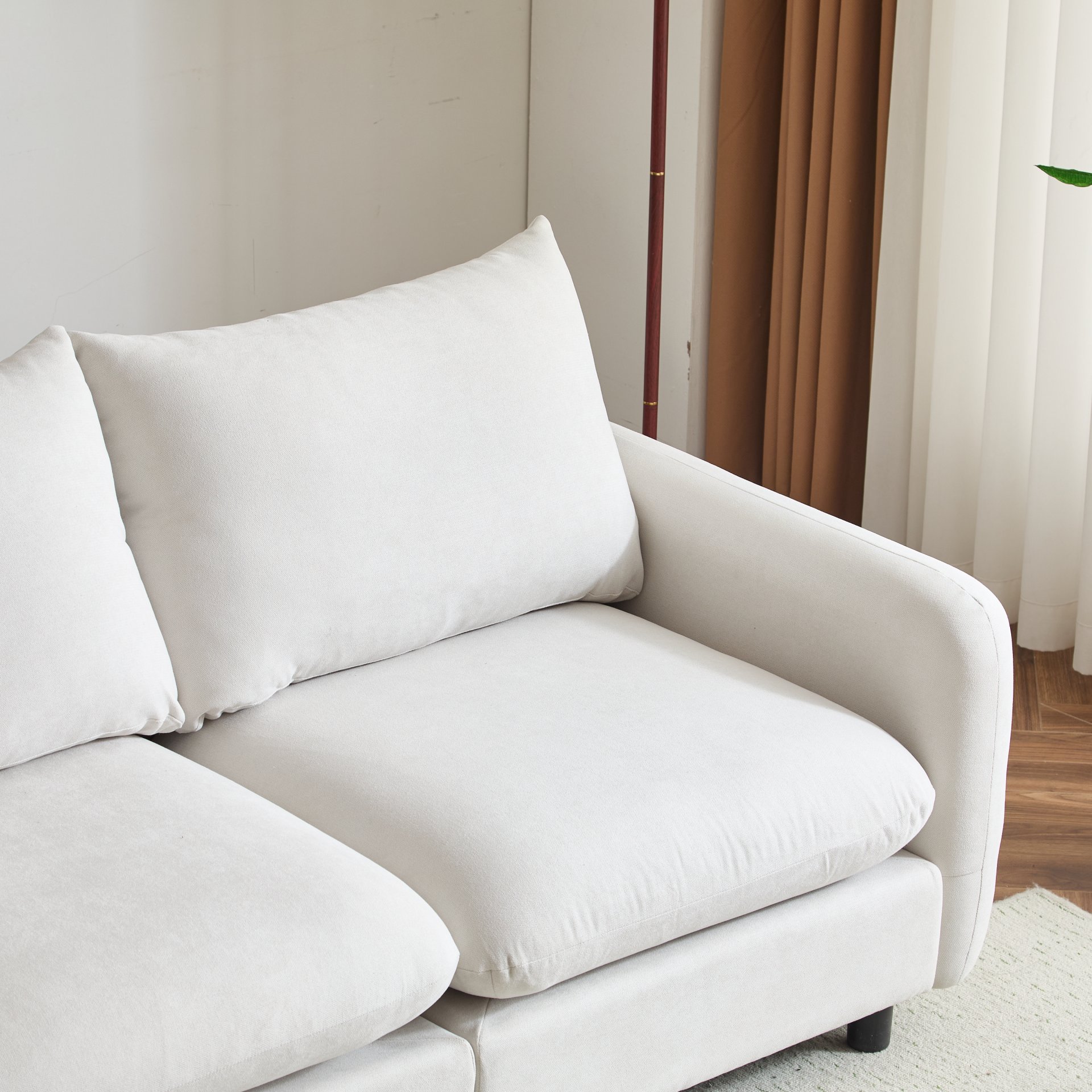 2 Seats Modular Sectional Sofa Corner Chair Sofa Couch - White - Image 6