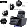 270 Degree Power Swivel Recliner Home Theater Chair With Hidden Arm Storage, LED Light, Cup Holder, And Tray Table - Black - Image 5