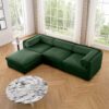 Elegant Chenille Sofa With Storage Seat And Ottoman L Shaped 3 Seater - Green - Image 12