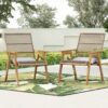Acacia Wood Cape Woven Wicker Large Lounge Chair With Pillow For Patio, Deck, Yard, Lawn And Garden Seating Wicker (Set of 2) - Teak - Image 2