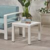 Contemporary Cape Coral Side Table With Tempered Glass Top - White - Image 2