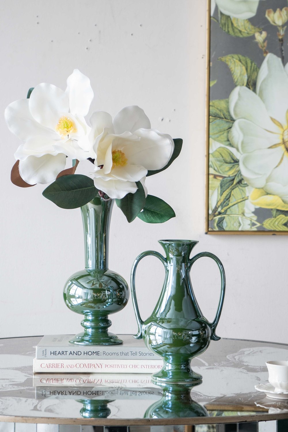Round Dining Table With Elegant Floral Design And Mirrored - Silver Multi - Image 4