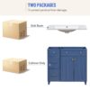 Bathroom Vanity, Transitional Style Bathroom Cabinet With Resin Sink, Single Bathroom Cabinet, With 2 Drawers And 1 Adjustable Storage Shelf, 2 Soft-Close Doors - Navy Blue - Image 7