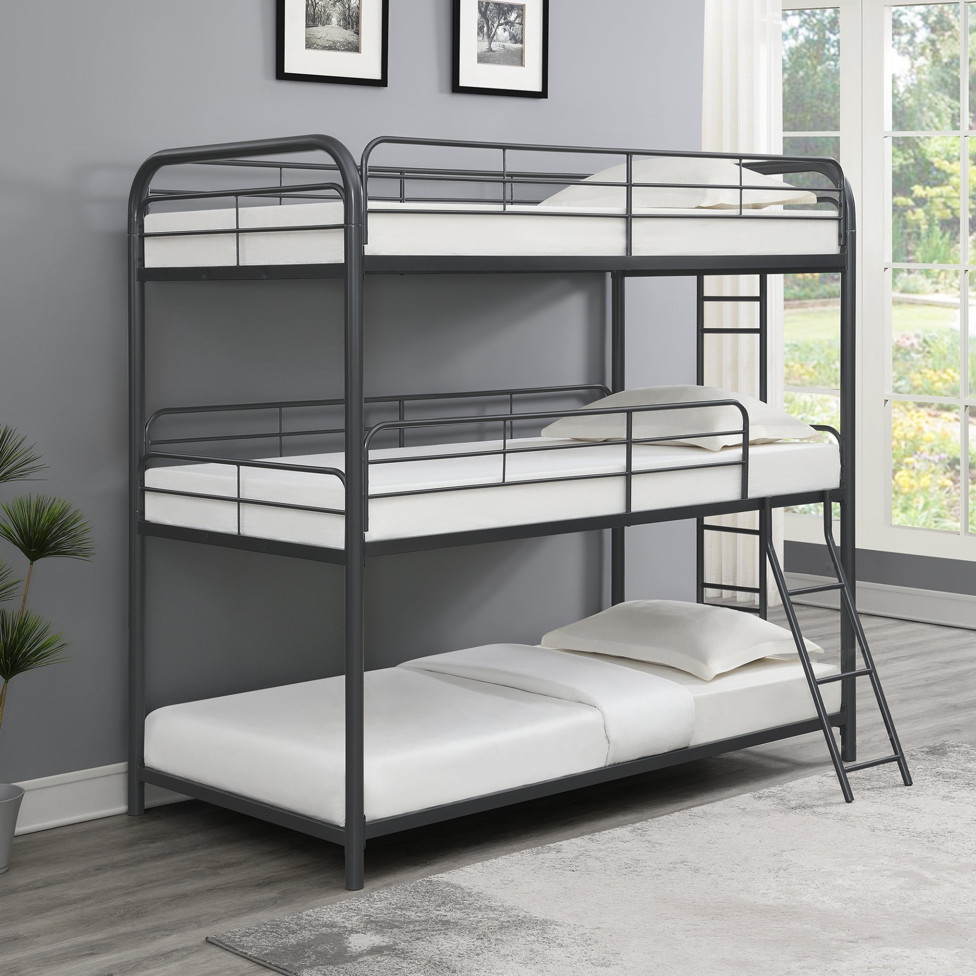 Triple Bunk Bed, Twin / Twin / Twin - Black - Image 2