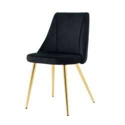 Modern Simple Velvet Dining Chair Set With Gold Metal Legs (Set of 4) - Black